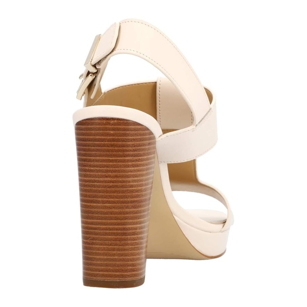 Michael Kors Becker T Strap cream,tan, brown 
Elegant Cream Block Heel Sandals - Picture 7 of 12